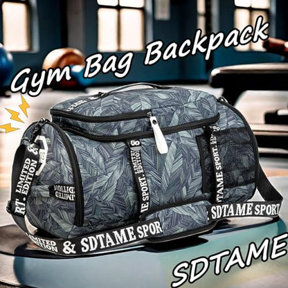 Gym Duffle Bag Backpack,4‑Way Waterproof with Shoe Compartment Travel Laptop - color: Silver