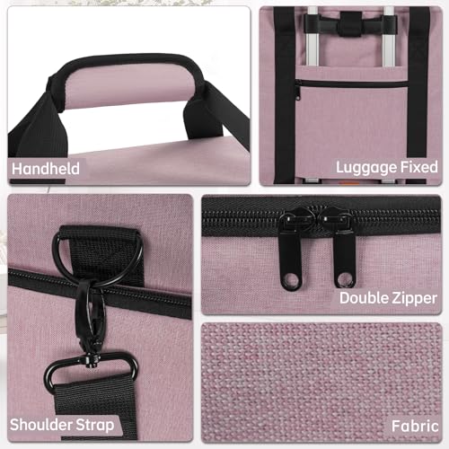 Extra Large Makeup Bag with 3 Removable Pouches and 1 Brush Holder - color: Pink