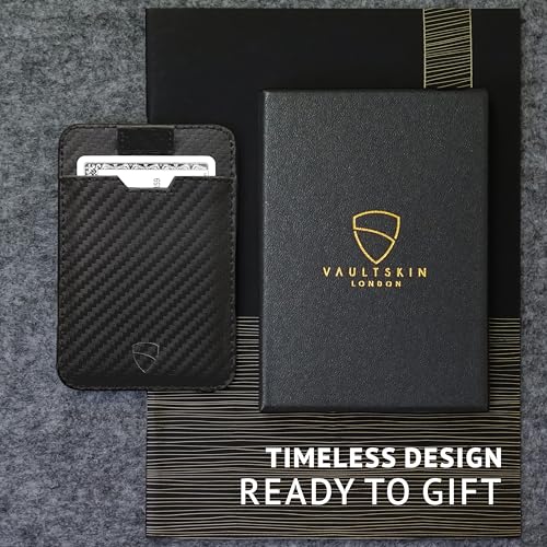 Vaultskin CHELSEA Slim Leather Card Wallet for Men, RFID (Carbon) - color: Carbon Black
