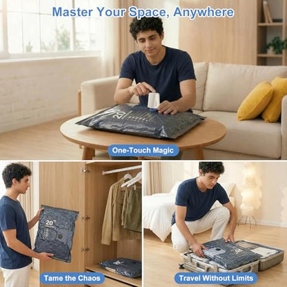 Vacuum Seal Bags for Travel with Pump - 12 Pack Luggage Vacuum Bags