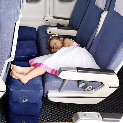 HOMCA Inflatable Travel Foot Rest Pillow for Airplane (2-Pack) - color: Blue