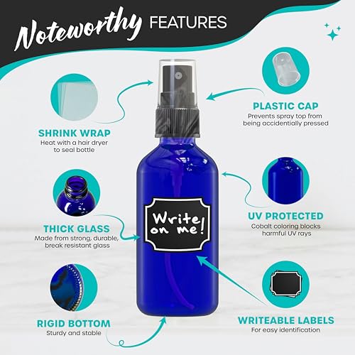 Nevlers Cobalt Blue Small Spray Bottle 2 Oz 24 Pack Travel Spritzer Bottles - color: Blue, style: 24 Pack