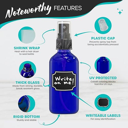 Nevlers Cobalt Blue Small Spray Bottle 2 Oz 24 Pack Travel Spritzer Bottles - color: Blue, style: 24 Pack