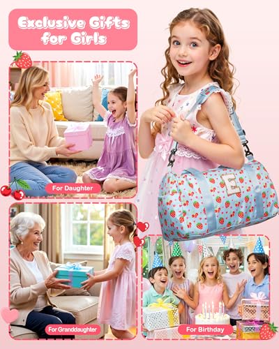Elilier Dance Bag for Girls Kids, Dance Recital Birthday Gifts, Letter D - color: Blue, style: D
