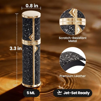 Perfume Travel Refillable 3PCS, Leak-Proof & TSA Leather Perfume Atomizer - color: Black,Blue,Green