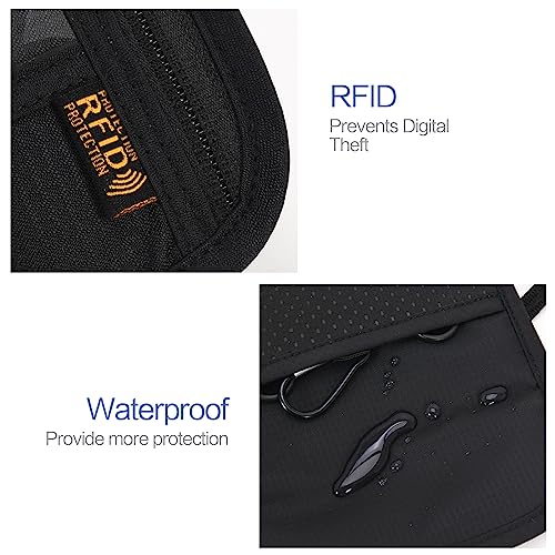 Neck Wallet Lightweight RFID Blocking Waterproof Travel Pouch Passport Wallets for Women Men - color: B-Orange