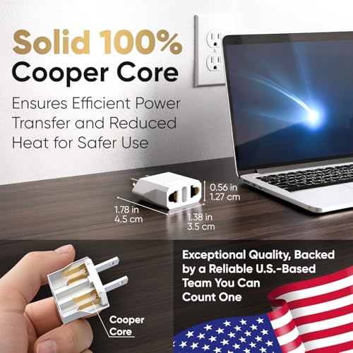 Unidapt Small European to US Plug Adapter, Universal Input, 1-Pack, White - color: White 1-Pack