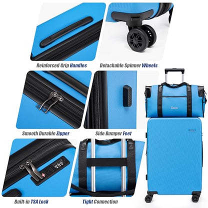 5 Piece Hardshell Luggage Set TSA Lock Spinner Wheels IceBlue - color: IceBlue, size: 5 piece