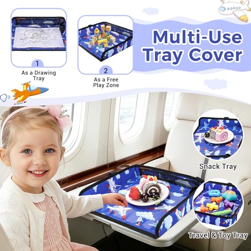 COOLBEBE Airplane Tray Table Cover, Foldable Travel Tray Cover - color: Blue Plane