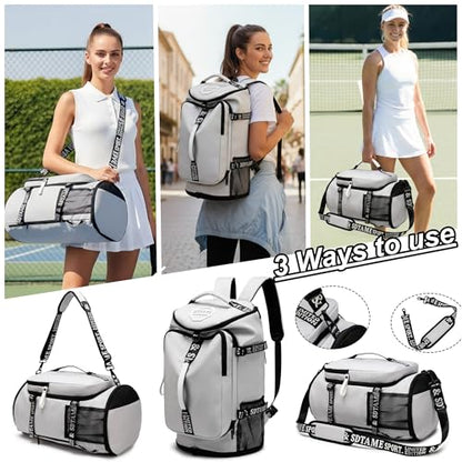 Gym Duffle Bag Backpack,4‑Way Waterproof with Shoe Compartment Travel Laptop - color: Grey