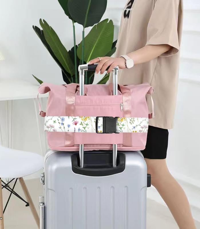 Luggage Straps for Suitcases Travel Belt Accessories, Cute Suitcase Strap, Adjustable Luggage Belt Strap, Heavy Duty with Quick-Release Buckle Luggage Strap White Beautiful Flowers - color: White Beautiful Flowers