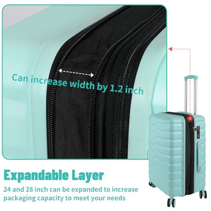 WireHot 3-Piece Hardshell Travel Luggage Set, Mint Green, 20in/24in/28in - color: Mint Green, size: 20in/24in/28in (3-Piece Set)