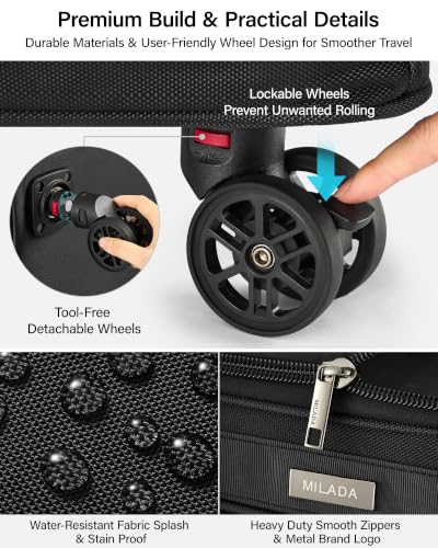MILADA Expandable Luggage Bags for Travel Large Suitcases with Wheels - color: Black