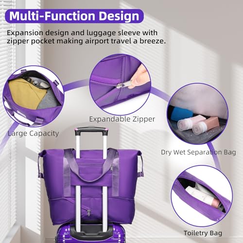 LARVENDER Luggage Sets 6 Piece Expandable Suitcases Set, Midnight Berry - color: Midnight Berry 6PCS, size: Family Set