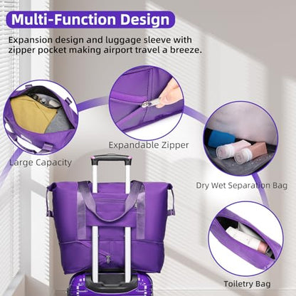 LARVENDER Luggage Sets 6 Piece Expandable Suitcases Set, Midnight Berry - color: Midnight Berry 6PCS, size: Family Set