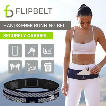 FlipBelt Zipper Running Belt, Waist Pack for Fitness and Running, US Company - color: Reflective Black, size: Small