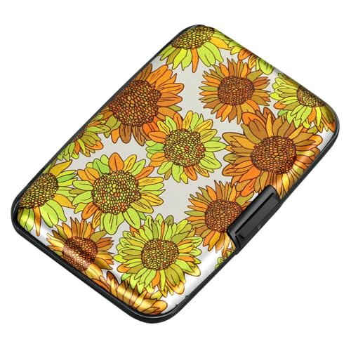 ELFISH RFID Aluminum Wallet Credit Card Protector Case Holder for Men Women - color: Sunflowers
