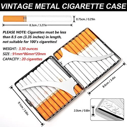 Fashion Unique Shaped Metal Cigarette Case-85mm 3.34" King Size 18-20 Capacity Sturdy Double Sided Spring Clip Open Pocket Holder for Women and Men (E38-Silver) - color: E38-Silver
