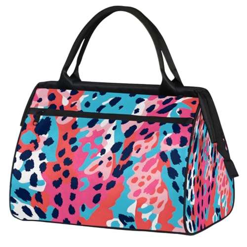 Leopard Print Weekender Overnight Bag for Women Travel Gym Sport - color: D 017