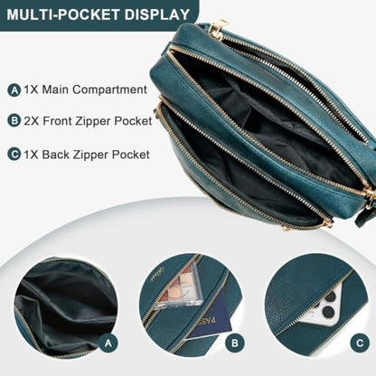 Vegan Leather Crossbody Bags for Women Anti theft Purses and Handbag - color: Turquoise Blue