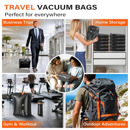 2 Pack Bag with Vacuum Travel for Suitcase, 20L Overpack Vacuum Bags w/Pump - size: 20L
