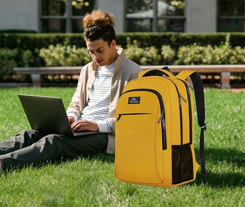 MATEIN Yellow Travel Laptop Backpack, 15.6 Inch Computer Student Bookbag - color: Yellow, size: 15.6 Inch
