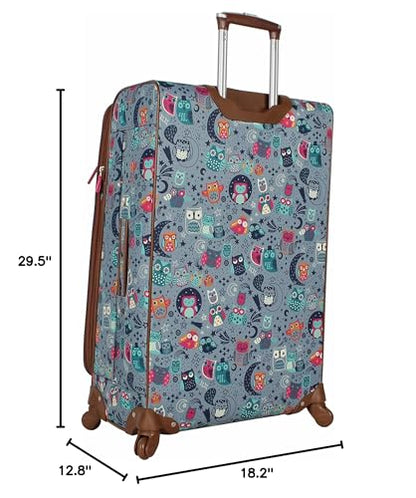 Lily Bloom Design Pattern 28" Luggage Softside Expandable With Double Spinner Wheels, Large Lightweight Suitcase Checked Bag For Women - color: Night Owl