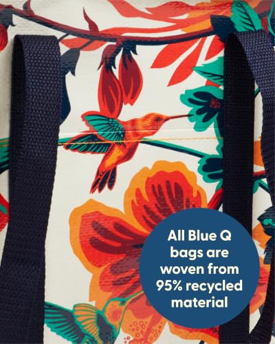 Blue Q Reusable Shoulder Tote Bag - Carry Everywhere Bag with Hefty Zipper - color: Hummingbird
