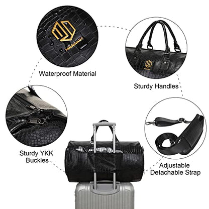 Modoker Convertible Leather Garment Bag, Carry on Garment Bags for Travel Waterproof Garment Duffel Bag Gifts