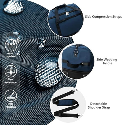 Rolling Duffle Bag with Wheels,110L/140L Expandable Soft-Sided Foldable Duffle Bag with 2 Rubber Wheels,Packable 32” Rolling Carry-On with Pockets & Compartments (Dark blue) - color: Dark blue