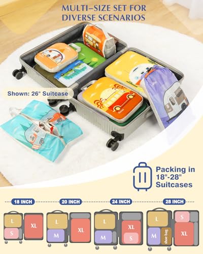 Gonex 10-Piece Compression Packing Cubes with Travel Organizer Set - color: 10-Yellow, size: 10 Set