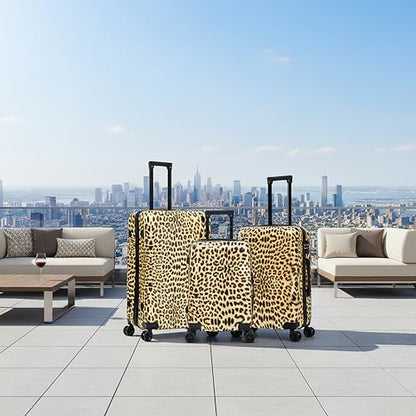 InUSA Cheetah Print Luggage with Spinner Wheels | Durable Lightweight Hardside Suitcase | Travel Bag with Handle and Trolley | (20in, 24in, 28in) 3 Piece Set - color: Cheetah, size: 3 Piece Set (20/24/28)