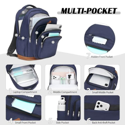 DIGOBAY Shool Backpack for Girls 3PCS Backpacks with Lunch Bag Pencil Case - color: Navy Blue
