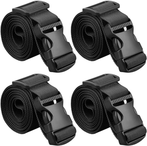MAGARROW 60" Long Utility Luggage Straps with Buckle Adjustable (Black (4-Pack), 1.5" Wide - 60" Long) - color: Black (4-Pack), size: 1.5" Wide - 60" Long