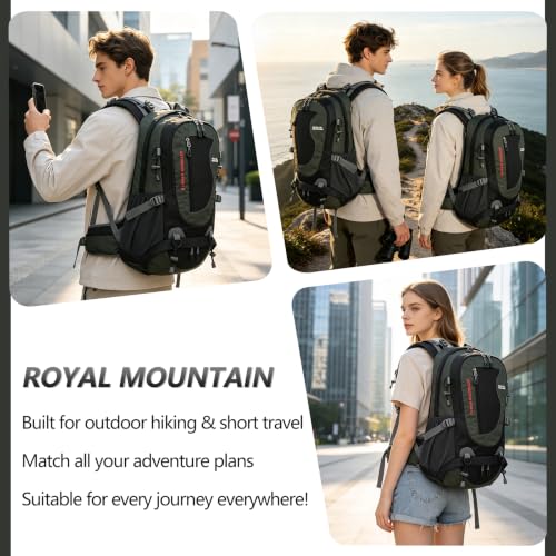 35L Water-resistant Hiking Backpack, Lightweight Backpack For Unisex (Grey) - color: Grey