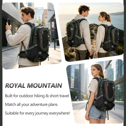 35L Water-resistant Hiking Backpack, Lightweight Backpack For Unisex (Grey) - color: Grey