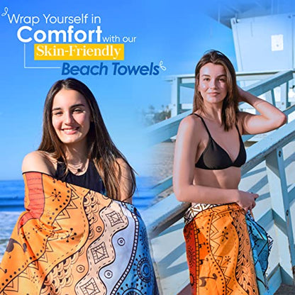 ECCOSOPHY Microfiber Beach Towel - Quick Dry, Sand Free and Oversized 71x35 - color: Aa - Marrakesh