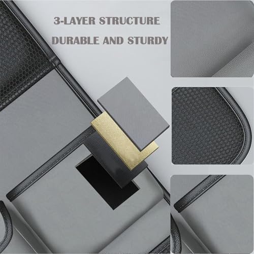 2 Pack Leather Car Seat Back Organizer with Foldable Tray Table, Backseat Car Organizer with Tablet Pocket, Cup Holders, Tissue Pocket, Mesh Pockets, Kick Mat Gray - color: Gray