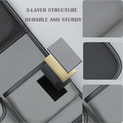 2 Pack Leather Car Seat Back Organizer with Foldable Tray Table, Backseat Car Organizer with Tablet Pocket, Cup Holders, Tissue Pocket, Mesh Pockets, Kick Mat Gray - color: Gray