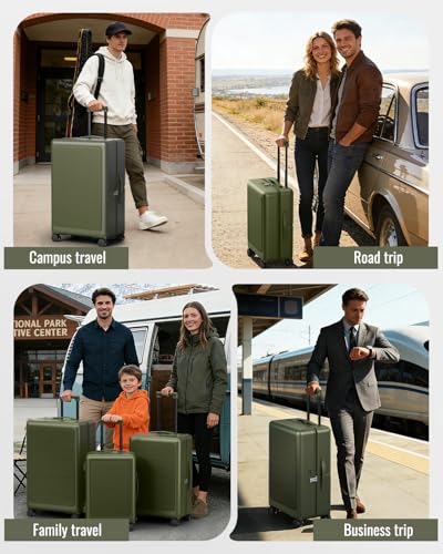 Joyway 3-Piece Hardshell Luggage Set, Spinner Wheels, 20 24 28 Inch, Green - color: Green, size: 3-Piece Set (20/24/28)