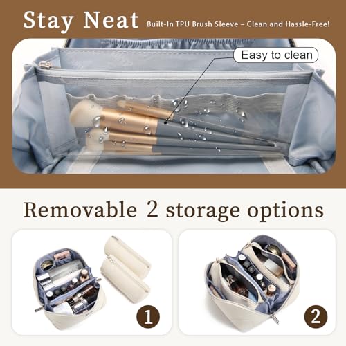 BOYATU Travel Makeup Bag Cosmetic Bags for Women: 3-Piece Makeup Bag Set - color: C-3-White