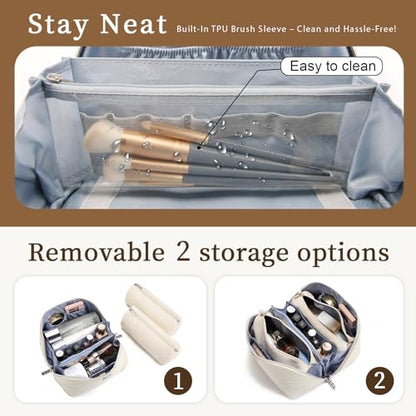 BOYATU Travel Makeup Bag Cosmetic Bags for Women: 3-Piece Makeup Bag Set - color: C-3-White