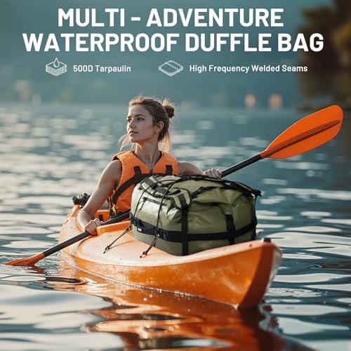 MIER Large Waterproof Duffel Bag - 60L/80L Dry Bag Backpack - color: Army Green, size: 60L