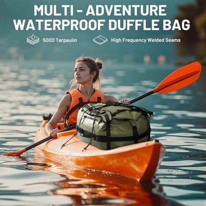 MIER Large Waterproof Duffel Bag - 60L/80L Dry Bag Backpack - color: Army Green, size: 60L