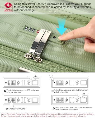 Hanke Top Opening Carry-On - Expandable 16 Inch Airline Approved Spinner - color: Bamboo Green, size: 16 Inch Expandable