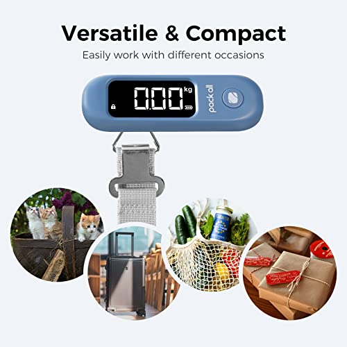 pack all Digital Luggage Scale for Travel, 110Lbs Capacity, 0.1Lb Precision - color: Navy