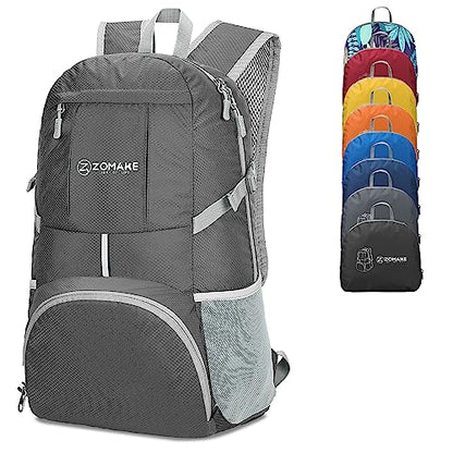 ZOMAKE Lightweight Packable Backpack 35L, Water Resistant Foldable Day Pack - color: C-medium Grey