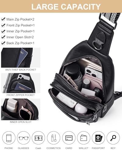 7L Sling Bag Crossbody Bags for Women Fanny Packs Purses Cross Body Bag for Woman Small backpack Travel Shoulder Bag handbags - color: 3-black