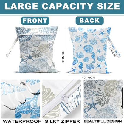 2Pcs Ocean Wet Bag Wet Dry Bag Reusable with Zipper, 12x10 Inch - color: Multicolor 1459