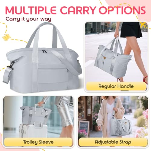 Duffle Bag for Travel with Trolley Sleeve, Gym Bag, Grey - color: Grey